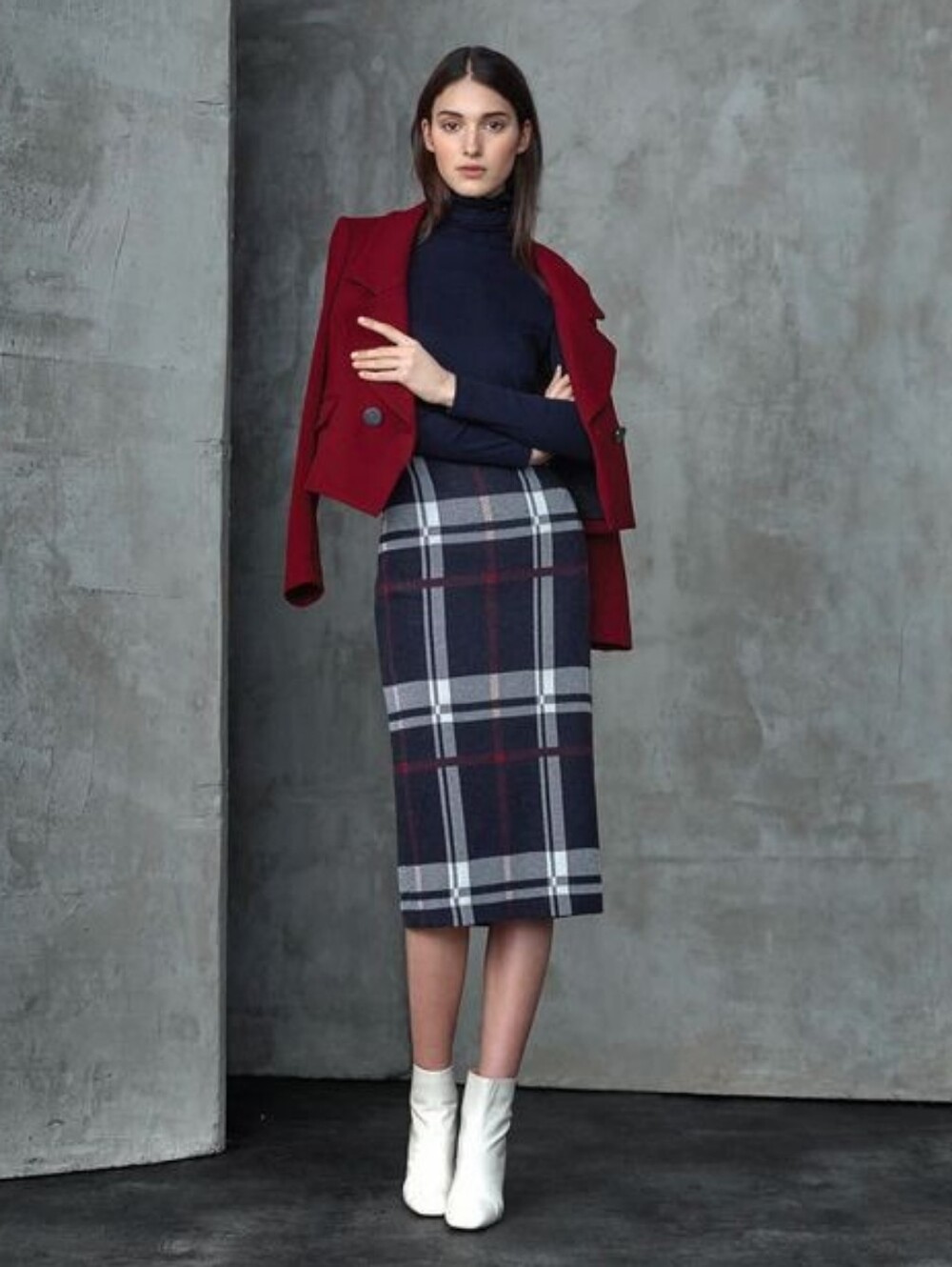 Iris Setlakwe | Plaid Midi Pencil Skirt